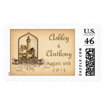 Fairytale Medieval Castle Wedding Postage stamps