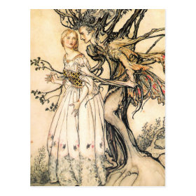 Fairytale Princess and Tree Elf Postcard