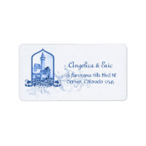 Fairytale Royal Blue Castle Wedding Return Address labels