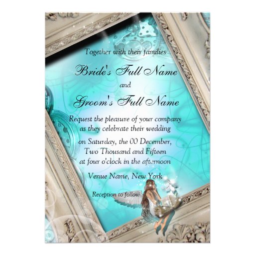 Fairytale wedding aqua blue card