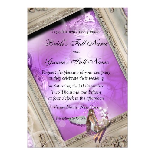 Fairytale wedding gold purple cards