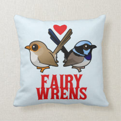 Fairywrens in Love Cotton Throw Pillow