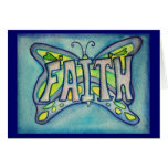 Faith Blue Butterfly Art Greeting or Note Cards