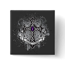 Faith Family Prayer Cross - Pancreatic Cancer Pinback Buttons