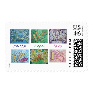 Faith Hope Love Angel Word Collage Postage Stamps stamp