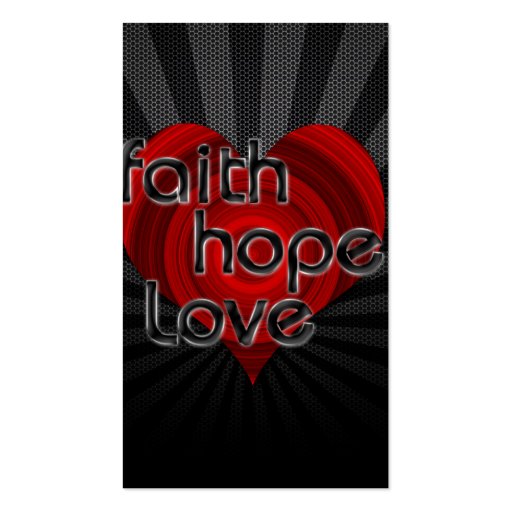 Faith Hope Love Black/Red Heart Business Cards (back side)