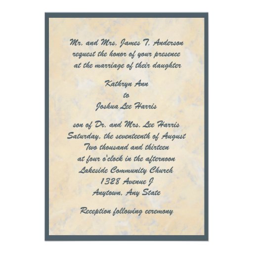 Faith Hope Love Blue Heart Wedding Invitation