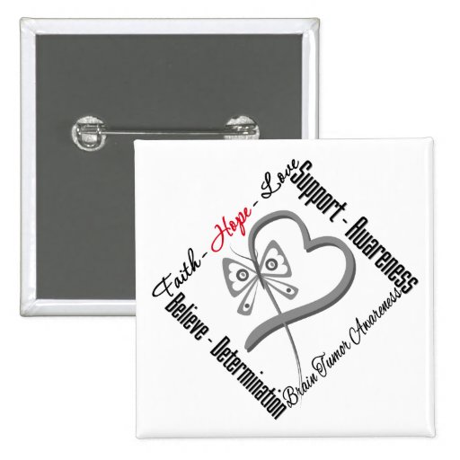 Faith Hope Love Butterfly - Brain Tumor Button