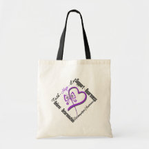 Faith Hope Love Butterfly - Fibromyalgia Awareness Tote Bag