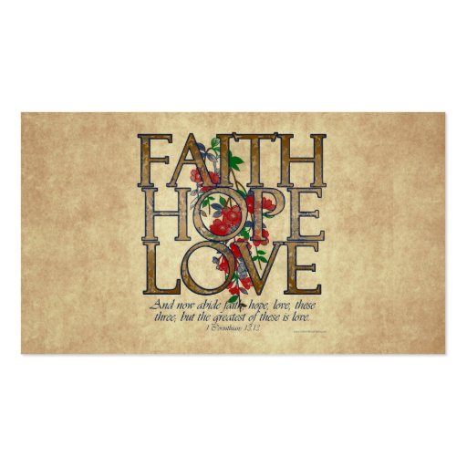 Faith Hope Love Christian Bible Verse Business Card (back side)