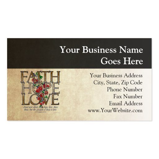 Faith Hope Love Christian Bible Verse Business Card (front side)