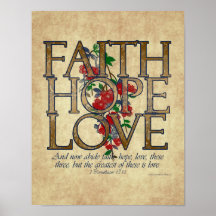 Faith Hope Love Christian Bible Verse Posters