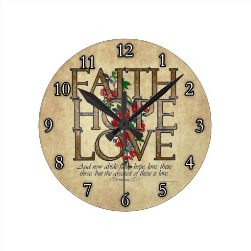 Faith Hope Love Christian Bible Verse Wall Clocks Zazzle