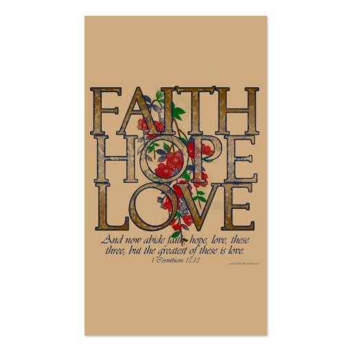 Faith Hope Love, Floral Design With Bible Verse Business Cards (back side)