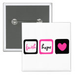 Faith Hope Love Heart 1 Corinthians 13:13 Pinback Buttons