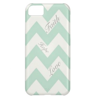 Faith Hope Love Light Green Chevron Case For iPhone 5C