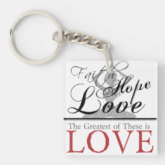 Faith hope love square acrylic key chain