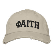 "Faith" in Greek Distressed Hat embroidered hats