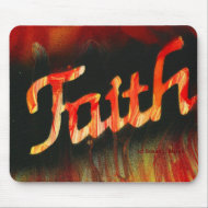 Faith in spray paint with black background & fire mousepad