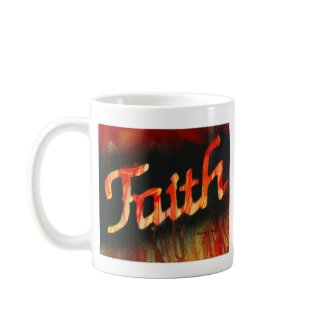 Faith in spray paint with black background & fire