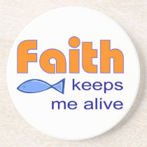 Faith keeps me alive, Christian fish symbol coasters
