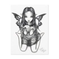 "Faith" Kneeling Butterfly Fairy Art Postcard by mykajelina "Faith" Kneeling Butterfly Fairy Art Postcard