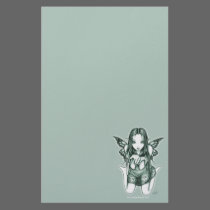 "Faith" Kneeling Green Butterfly Fairy Stationery