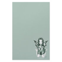 "Faith" Kneeling Green Butterfly Fairy Stationery