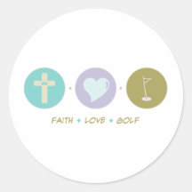 Faith Love Golf Round Stickers