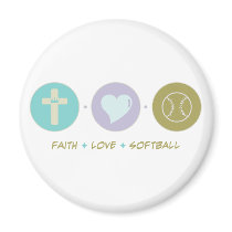 Faith Love Softball magnets by sciencewillprevail Faith Love Softball magnets