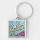 Faith Word Art Painting Inspirational Key Chains