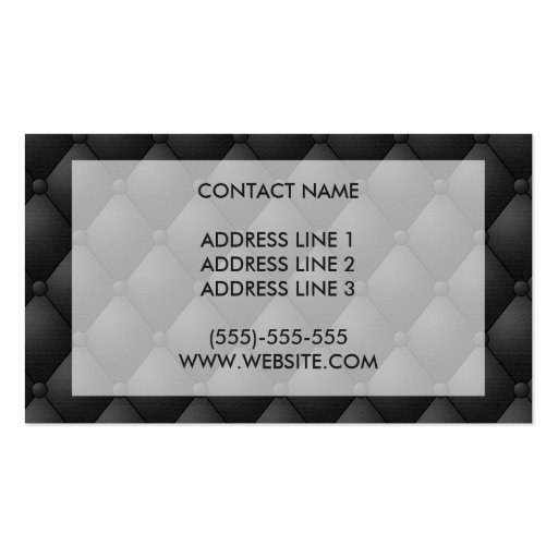 Fake Black And White Tufted Leather Business Card Template (back side)
