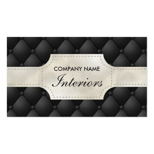 Fake Black And White Tufted Leather Business Card Template