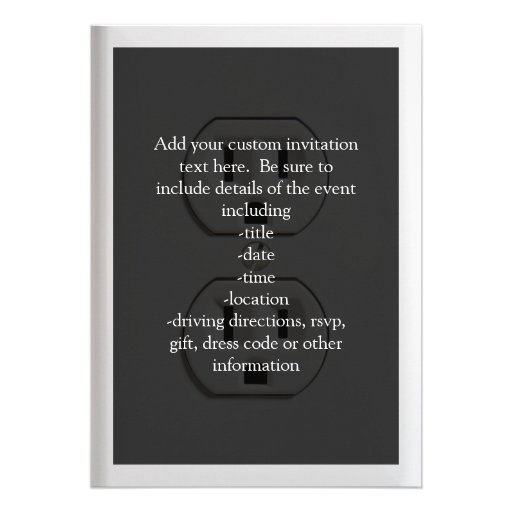 Fake Electrical Outlet Custom Invites