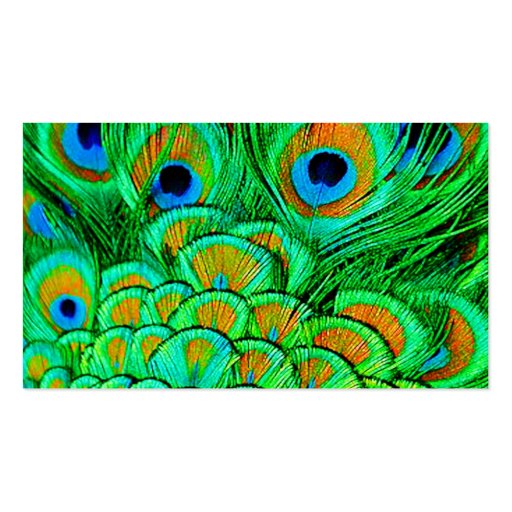 Fake Peacock Feathers Abstract Nature Pattern Business Card Templates (back side)