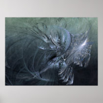 Falcon in Blue and Silver Print