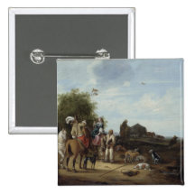 Falconry Pinback Button