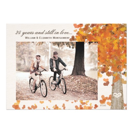 Fall 25th Wedding  Anniversary Photo Invitations