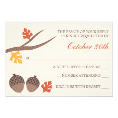 Fall Acorn Wedding Response RSVP Card