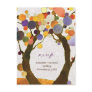 Fall Art Deco Love Trees Wedding RSVP (4.25x5.6) Post Card