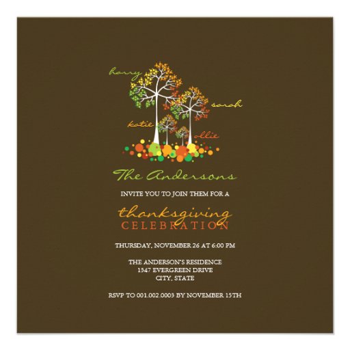 Fall / Autumn Family Tree Thanksgiving Invitation