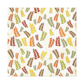 Fall Autumn Harvest Branches Leaves Twigs Pattern Gallery Wrapped Canvas
