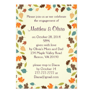 Fall Autumn Leaves Engagement Party Invitation