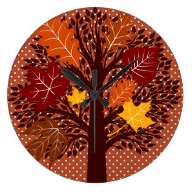 Fall Autumn Leaves Tree November Harvest Clock