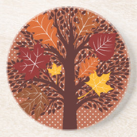 Fall Autumn Leaves Tree November Harvest Coaster