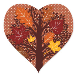 Fall Autumn Leaves Tree November Harvest Heart Sticker