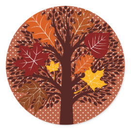 Fall Autumn Leaves Tree November Harvest Round Stickers