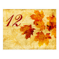 fall autumn leaves wedding table seating card postcards