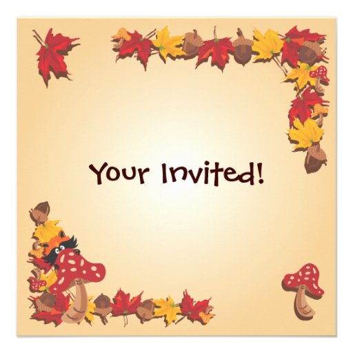 Fall Autumn Leaves with Raccoon Baby Shower Invite
