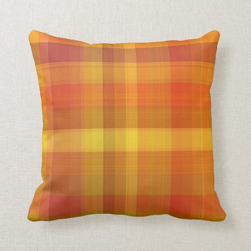 Fall Autumn Orange Plaid Pattern Pillows Zazzle
